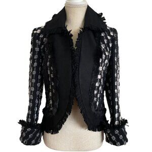 Georges Rech Wool Fur Trim Textured Jacket Sz 6​​​​​​